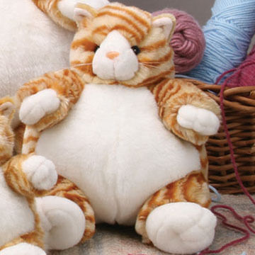 Unipak Designs 9" Plumpee Cat Plush Stuffed Animal Kitty Orange Tabby Kids Toy 