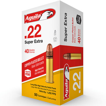 Aguila Super Extra 22 LR 40 Grain Copper-Plated Solid Point Ammo (50)