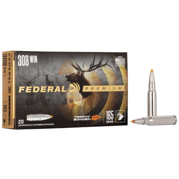 Federal  Premium Trophy Bonded Tip 308 Winchester 165 Grain BT Rifle Ammo (20)