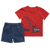 Carhartt Infant Construction Short-Sleeve Shirt & Stretch Denim Short Set, 2-Piece