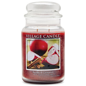 Village Candle Large Glass Jar Candle - Apples & Cinnamon