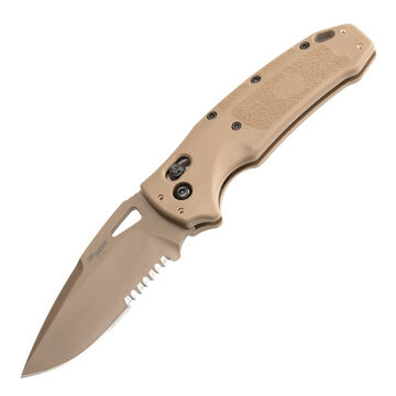 Hogue SIG K320 M17/M18 Coyote Tan PVD Partially Serrated Drop Point Folding Knife
