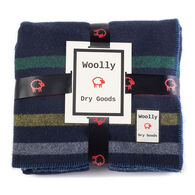 Woolly Navy & Multi Color Stripe Reversible Blanket