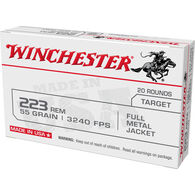 Winchester USA White Box 223 Remington 55 Grain FMJ Rifle Ammo (20)