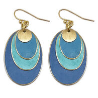 Anju Women's Oval Blue Layered Brass Patina Earring
