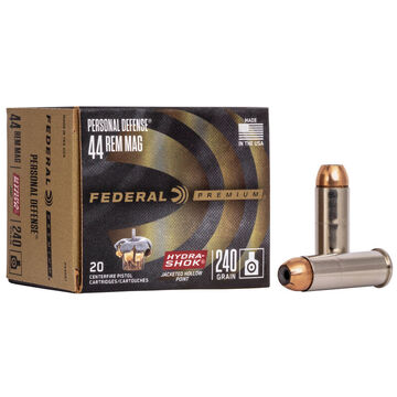 Federal Premium Personal Defense Hydra-Shok 44 Remington Magnum 240 Grain JHP Handgun Ammo (20)