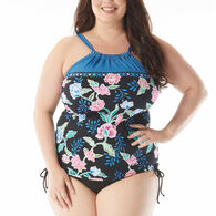 Beach House - Gabar - Swimwear Anywhere Women's Plus Size Blair High Neck Floral Fantasy Tankini Swimsuit Top