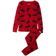 Hatley Youth Moose On Red Pajama Set