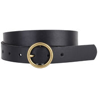 Most Wanted USA Women's Brass-Toned Circle Buckle Leather Belt