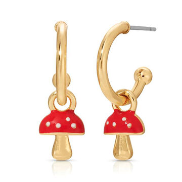 Lucky Feather Womens You Bring Magic Mushroom Hoop Earring
