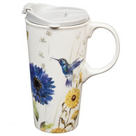 Evergreen Floral Garden Ceramic Travel Cup w/ Lid
