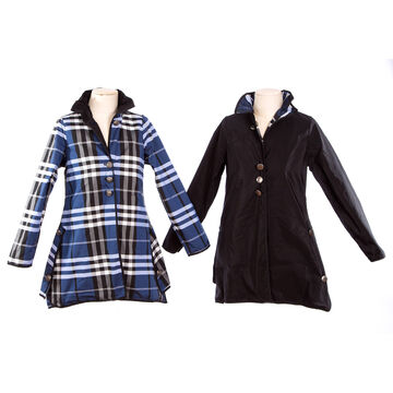 I Reversibles Womens Navy Plaid/Solid Reversible Jacket