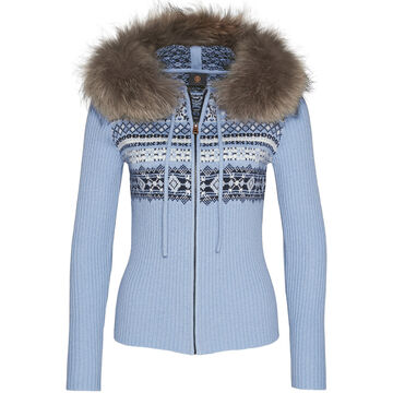 Bogner Womens Naomi Zip Cardigan Sweater with Fur