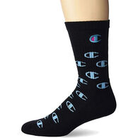 Champion Men's & Women's All Over C Logo with Embroidery Crew Sock