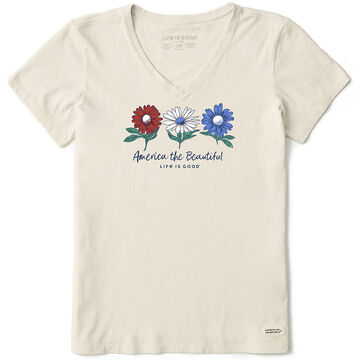 Life is Good Womens America the Beautiful Daisies Crusher Vee Short-Sleeve T-Shirt