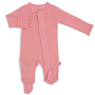 Magnetic Me Infant Girl's Noble Pink Solid Modal Magentic Footie Pajama