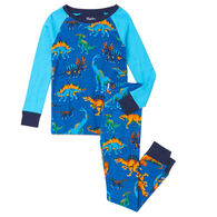 Hatley Boy's Dino Park Organic Cotton Raglan Long-Sleeve Pajama Set, 2-Piece