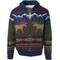 Schott NYC Men's Heavyweight Wool Sherpa Lined Moose Sweater Jacket