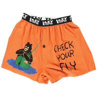 Lazy One Men's Check Your Fly Bear Comical Boxer Short