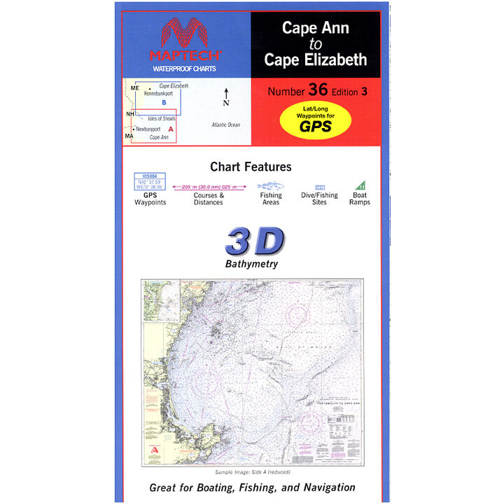 Maptech Folding Waterproof Chart - Cape Ann to Cape Elizabeth