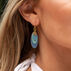 Anju Womens Oval Blue Layered Brass Patina Earring