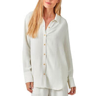 Mystree Women's Textured Button Down Long-Sleeve Shirt