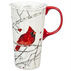 Evergreen Perching Cardinal Ceramic Travel Cup w/ Slide Closure Lid
