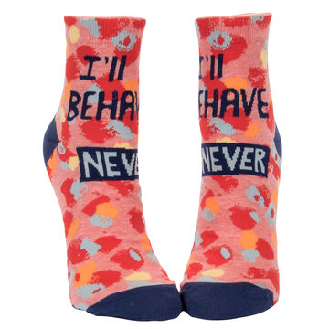 Blue Q Womens Ill Behave Never Crew Sock