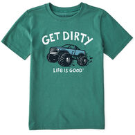 Life is Good Youth Get Dirty Truck Crusher Short-Sleeve Shirt