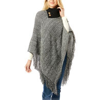 Magic Scarf Women's Knit Fold-over Button Collar Poncho