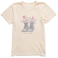 Life is Good Women's Happy Trails Engraved Boots Crusher Short-Sleeve T-Shirt