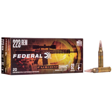 Federal Fusion MSR 223 Remington 62 Grain Fusion Soft Point Rifle Ammo (20)