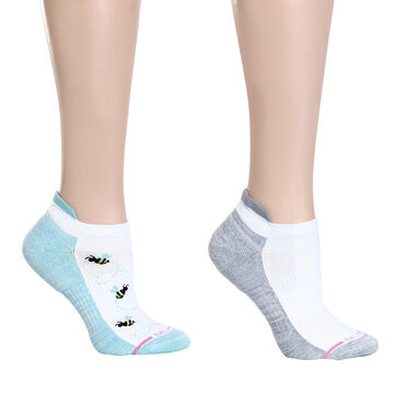 Dr. Motion Womens Buzzing Bees Ankle Compression Sport Sock, 2/pk
