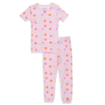 Magnetic Me Toddler Girls Pink Smile Modal Magnetic No Drama Pajama Short-Sleeve Set, 2-Piece