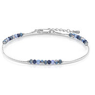 My Fun Colors Women's Classic Blue Crystal & Silver Chain Anklet