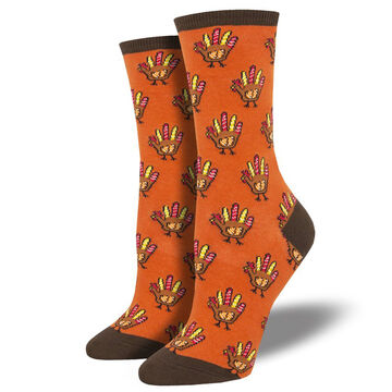 Socksmith Design Womens Give Thanks Handprint Turkey Crew Sock