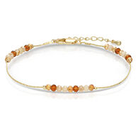 My Fun Colors Women's Caramel Crystal & Gold Chain Anklet