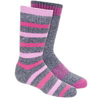 Kodiak Youth Pink Stripe Thermal Crew Sock 2-Pack