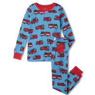 Hatley Boy's Firetrucks Long-Sleeve Pajama Set, 2-Piece