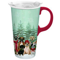 Evergreen Royal Pups Holiday Ceramic Travel Cup w/ Lid