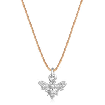 Lucky Feather Womens Bee Happy Silver Bee Necklace
