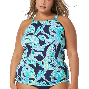 Beach House - Gabar - Swimwear Anywhere Womens Plus Size Textured Blair Seaglass Palm Tankini Top