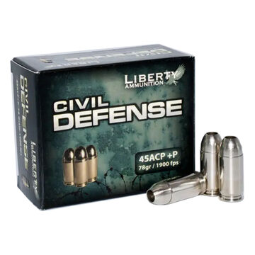 Liberty Civil Defense 45 ACP +P 78 Grain Lead-Free Fragmenting HP Handgun Ammo (20)