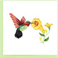 Quilling Card Hummingbird & Yellow Flowers Greeting Card