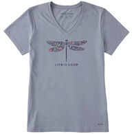 Life is Good Women's Wildflower Dragonfly Crusher Vee Short-Sleeve Shirt