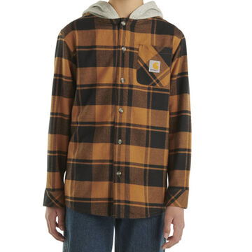 Carhartt Boys Flannel Button Front Hooded Long-Sleeve Shirt