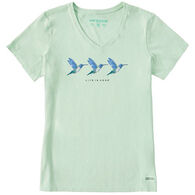 Life is Good Women's Three Hummingbirds Crusher-LITE Vee Short-Sleeve T-Shirt