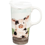 Evergreen Spotted Pig Ceramic Travel Cup w/ Lid