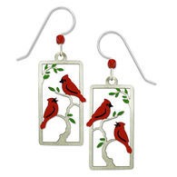 Left Hand Studios Sienna Sky and Adajio Jewelry Women's Cardinals in Tree Rectangle Earring