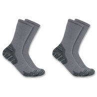Carhartt Men's Force Midweight Synthetic Wool-Blend Crew Sock, 2/pk